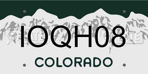 IOQH08 Colorado License Plate