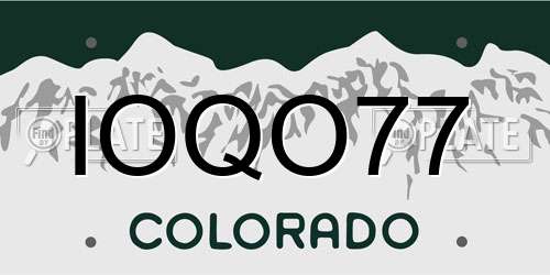 IOQO77 Colorado License Plate