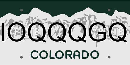 IOQQQGQ Colorado License Plate
