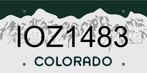 IOZ1483 Colorado License Plate
