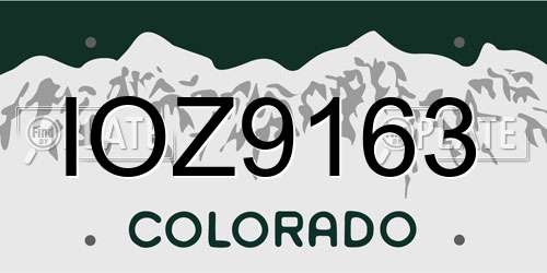 IOZ9163 Colorado License Plate