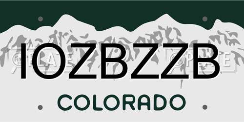IOZBZZB Colorado License Plate
