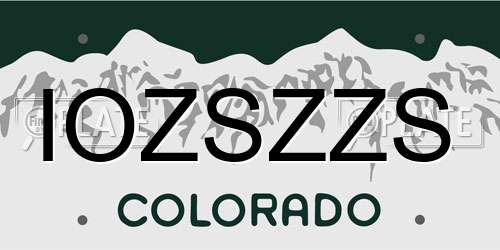 IOZSZZS Colorado License Plate