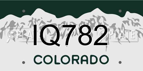 IQ782 Colorado License Plate