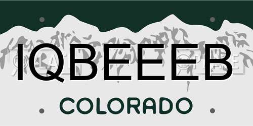 IQBEEEB Colorado License Plate
