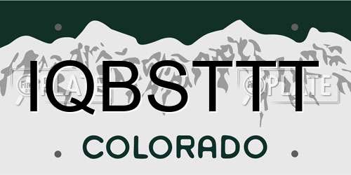 IQBSTTT Colorado License Plate
