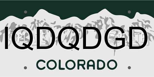 IQDQDGD Colorado License Plate