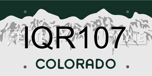 IQR107 Colorado License Plate