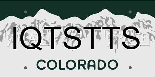 IQTSTTS Colorado License Plate