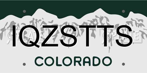 IQZSTTS Colorado License Plate
