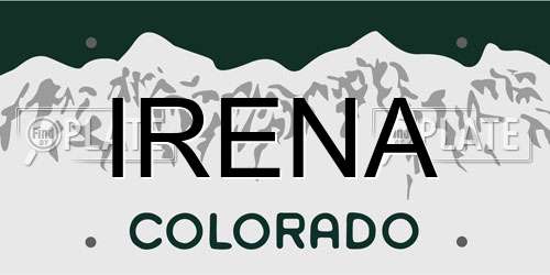 IRENA Colorado License Plate