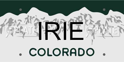 IRIE Colorado License Plate