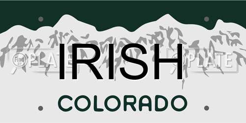 IRISH Colorado License Plate