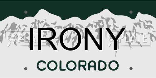 IRONY Colorado License Plate