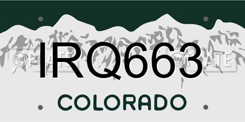 IRQ663 Colorado License Plate