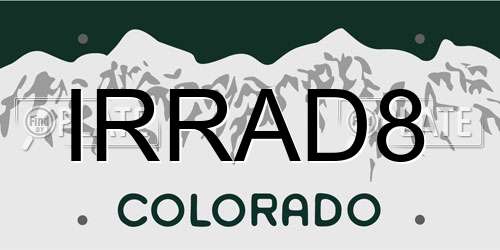 IRRAD8 Colorado License Plate