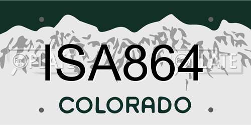 ISA864 Colorado License Plate