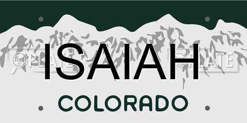 ISAIAH Colorado License Plate