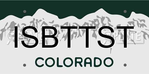 ISBTTST Colorado License Plate