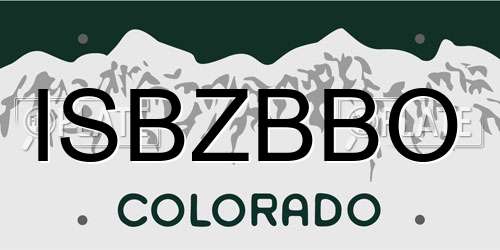 ISBZBBO Colorado License Plate