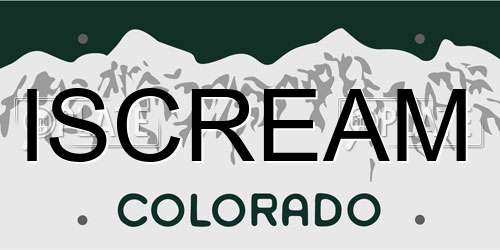 ISCREAM Colorado License Plate