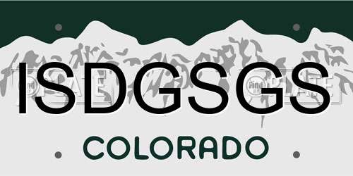 ISDGSGS Colorado License Plate