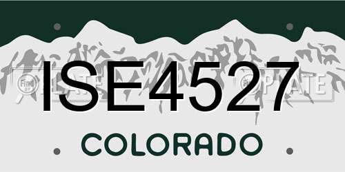 ISE4527 Colorado License Plate
