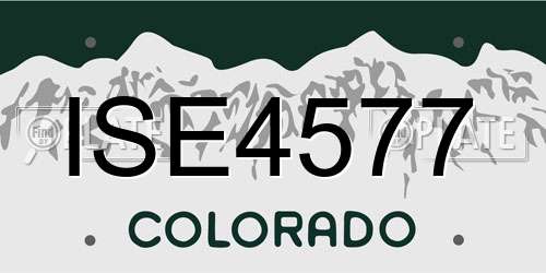 ISE4577 Colorado License Plate