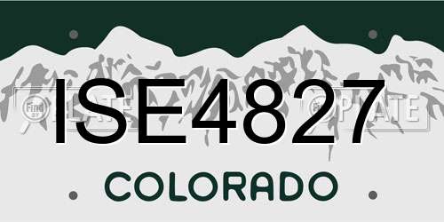 ISE4827 Colorado License Plate