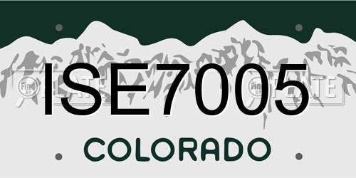 ISE7005 Colorado License Plate
