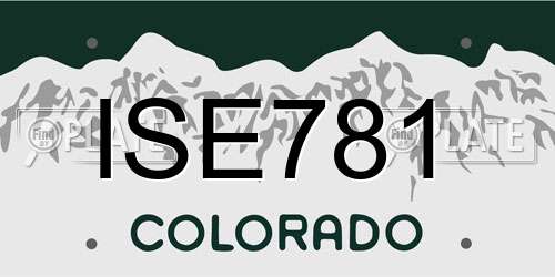 ISE781 Colorado License Plate