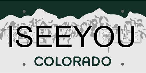 ISEEYOU Colorado License Plate