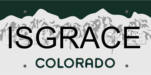 ISGRACE Colorado License Plate