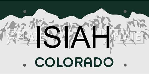 ISIAH Colorado License Plate