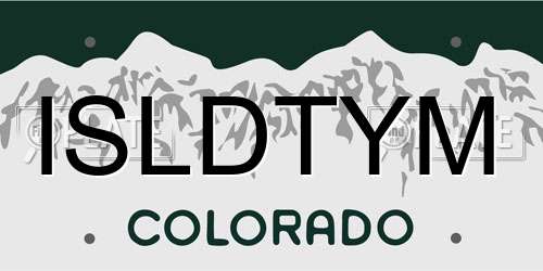 ISLDTYM Colorado License Plate