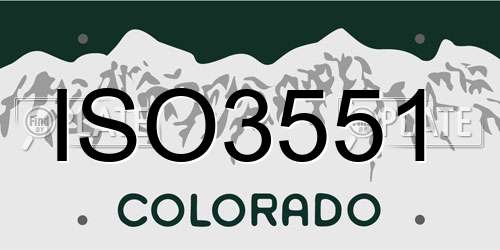 ISO3551 Colorado License Plate