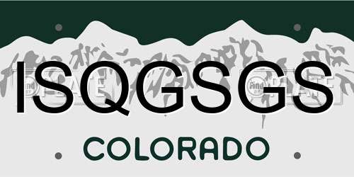 ISQGSGS Colorado License Plate