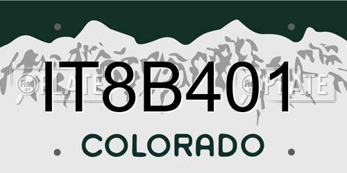 IT8B401 Colorado License Plate