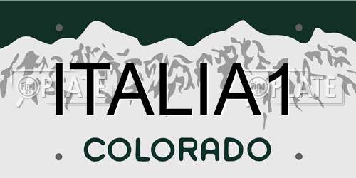ITALIA1 Colorado License Plate