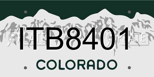 ITB8401 Colorado License Plate