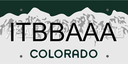 ITBBAAA Colorado License Plate