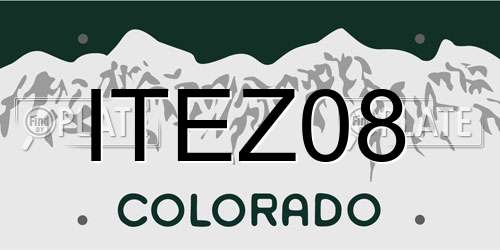 ITEZ08 Colorado License Plate