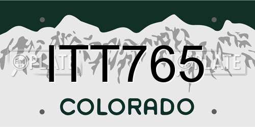 ITT765 Colorado License Plate
