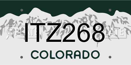 ITZ268 Colorado License Plate