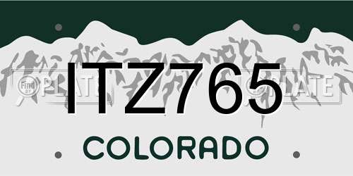 ITZ765 Colorado License Plate