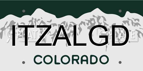 ITZALGD Colorado License Plate