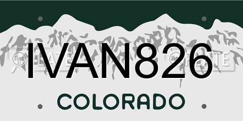IVAN826 Colorado License Plate