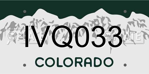 IVQ033 Colorado License Plate