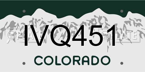 IVQ451 Colorado License Plate
