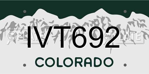 IVT692 Colorado License Plate
